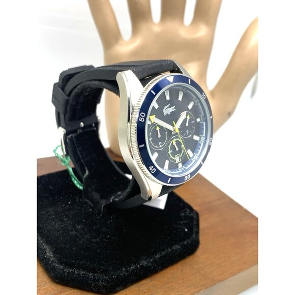 Lacoste Men's Watch 2011361 Quartz Chronograph Blue Dial Black Rubber Strap 43mm - Picture 13 of 13